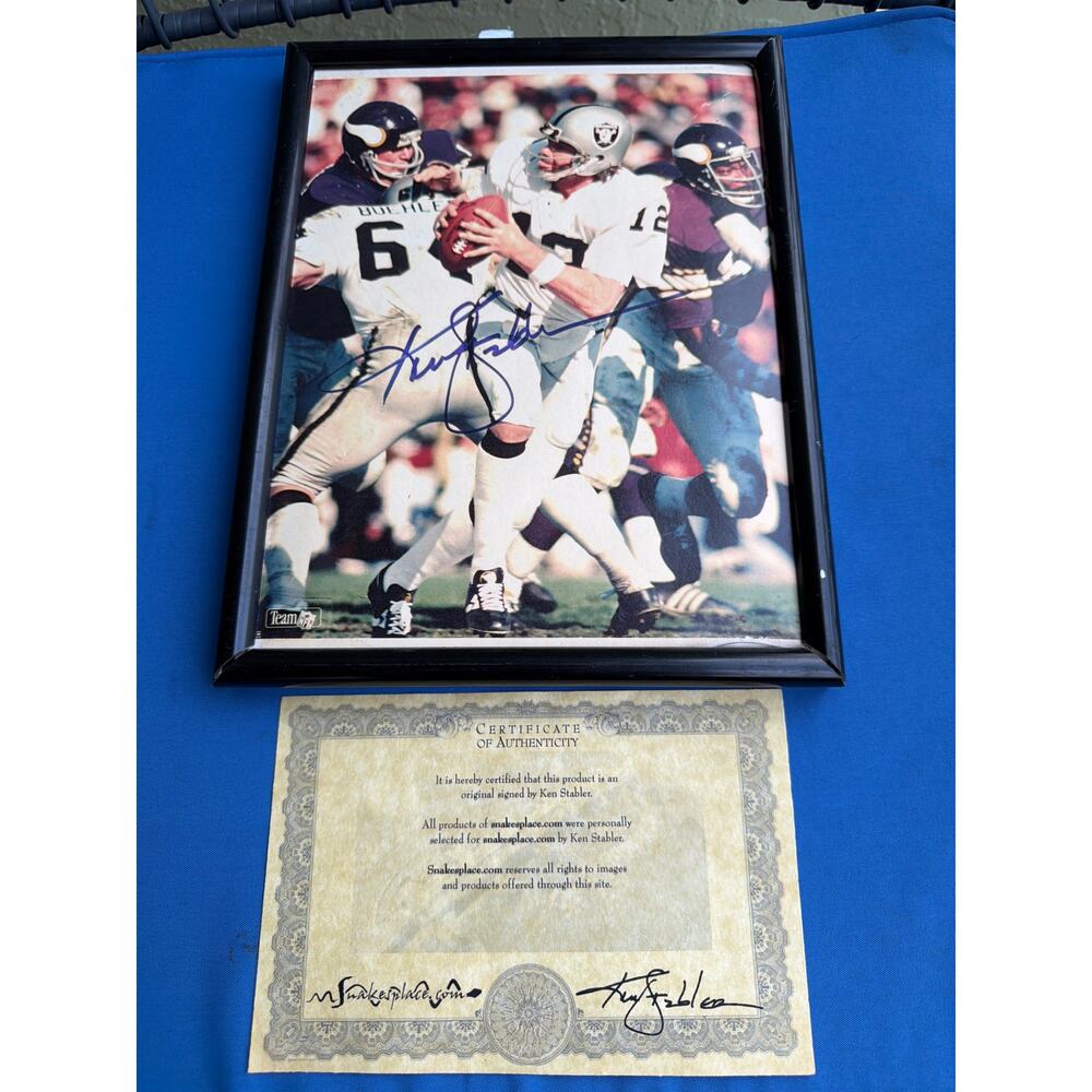 Ken Stabler "The Snake" Signed Autographed Framed COA Football Oakland Raiders